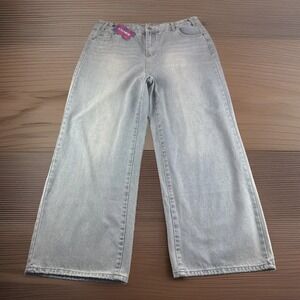 Emmiol Wide Leg Baggy Jeans Womens 2XL 36x30 Blue Denim Skater Pants Hip Hop NEW